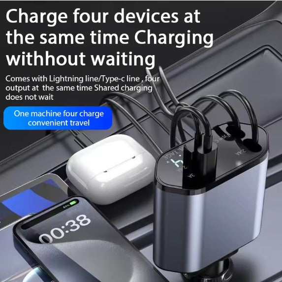 VeloCharge™ 4-in-1 Retractable Fast Charger – 100W USB-C Adapter